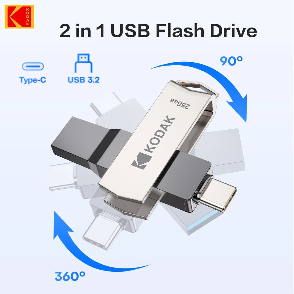 KODAK USB3.2 Tipo C Chiavetta USB due in uno 256 GB 128 GB 32 GB Pendrive Dual Memory Stick ad alta velocità per laptop smartphone