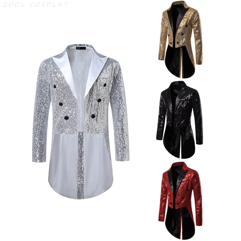 Uomo Paillettes Lucido Glitter Ornato Nuovo Blazer Giacca Blazer Costume Homme Cantanti Abiti di scena Smoking Uomo Nightclub Prom Suit