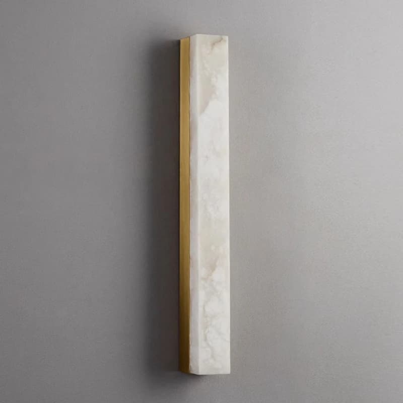 Applique da Parete in Rame per Interni con Paralume in Alabastro Bianco e Striscia in Marmo Naturale, Stile Nordico per Corridoi di Hotel e Camere da Letto