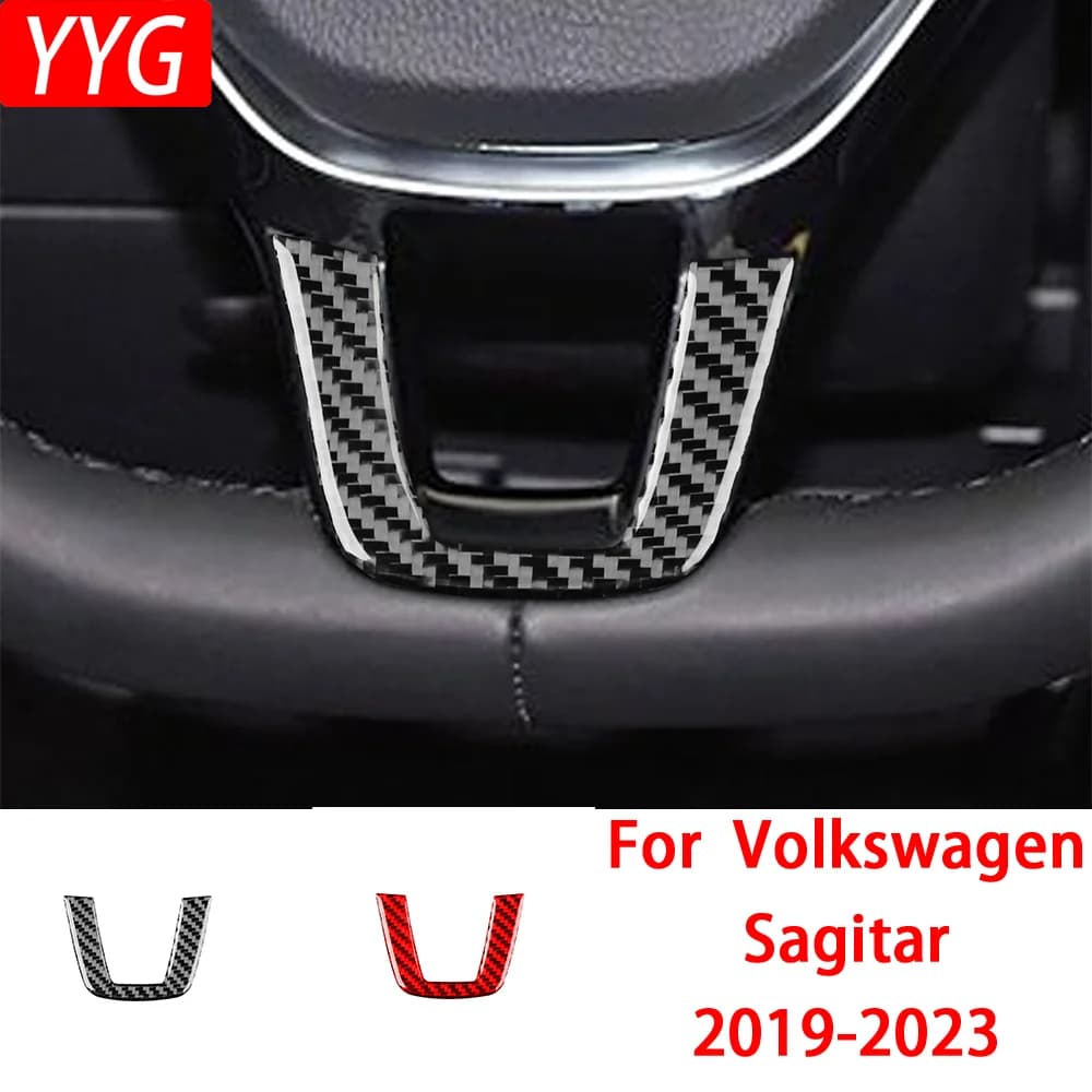 Carbon Fiber Wall decals for Volkswagen Sagitar 2019-2023 Interior accessories Car steering wheel Mento Cover panel decorative