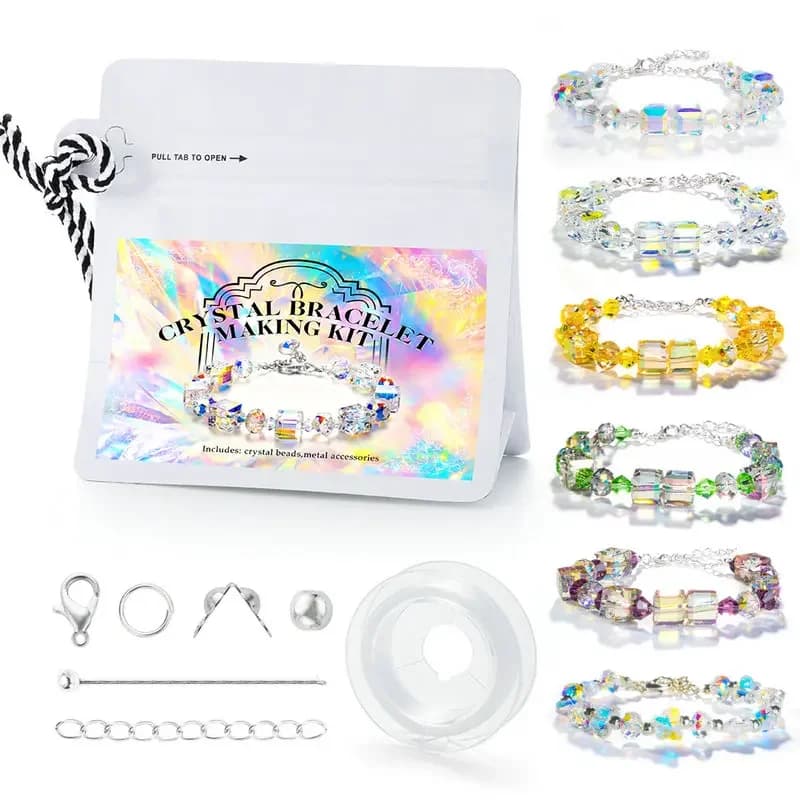 Kit per realizzare braccialetti Perline cubiche di vetro color AB Kit di perline di cristalli di farfalle scintillanti per la creazione di gioielli Collane Artigianato fai-da-te