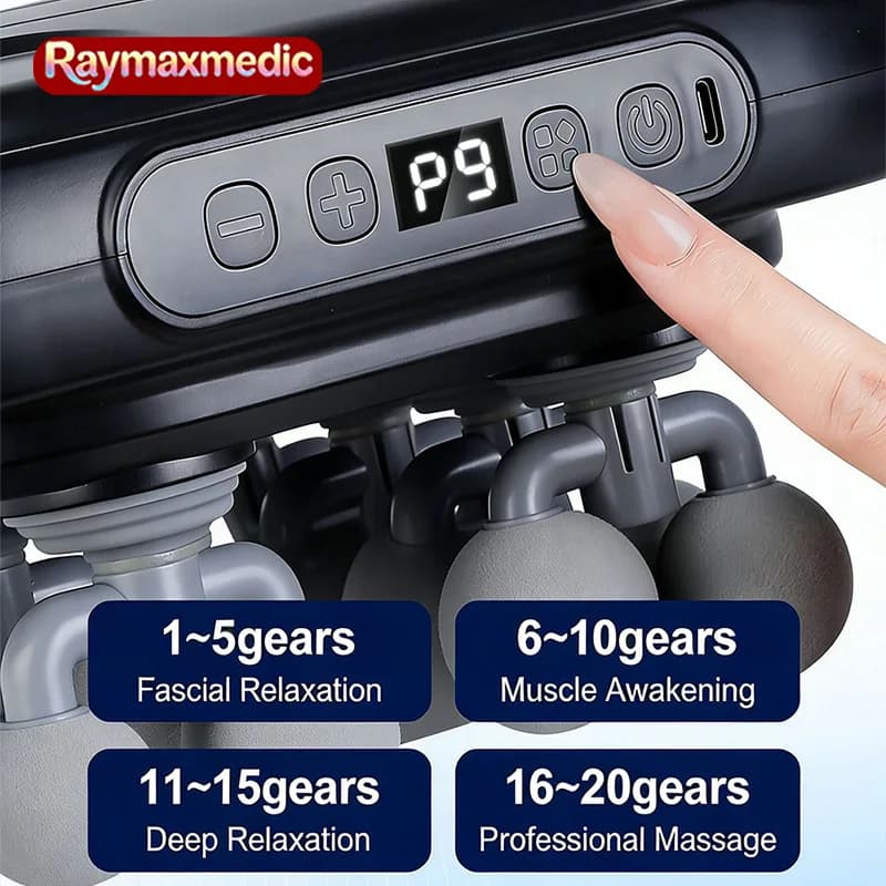 Raymax Electric Muscular Massage Set with 16 Background Massage Heads, Spalles, Legs and Feet