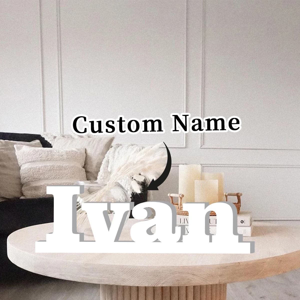 1 Pezzo Ornamento Decorativo in PVC Personalizzato con Nome Ivan, Decorazione Artistica Fai-da-Te per Camera da Letto, Soggiorno, Tavolo, Parete, Regalo di Compleanno Ideale