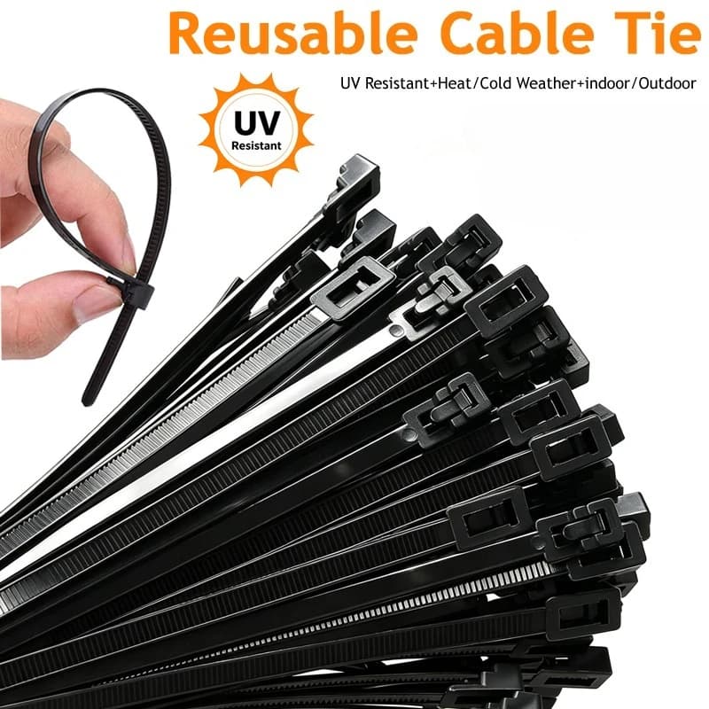 100-50Pcs Mixed Black White 3.6x150mm Reusable Cable Ties Nylon Lock Loop Removable Indoor Office Cable Straps