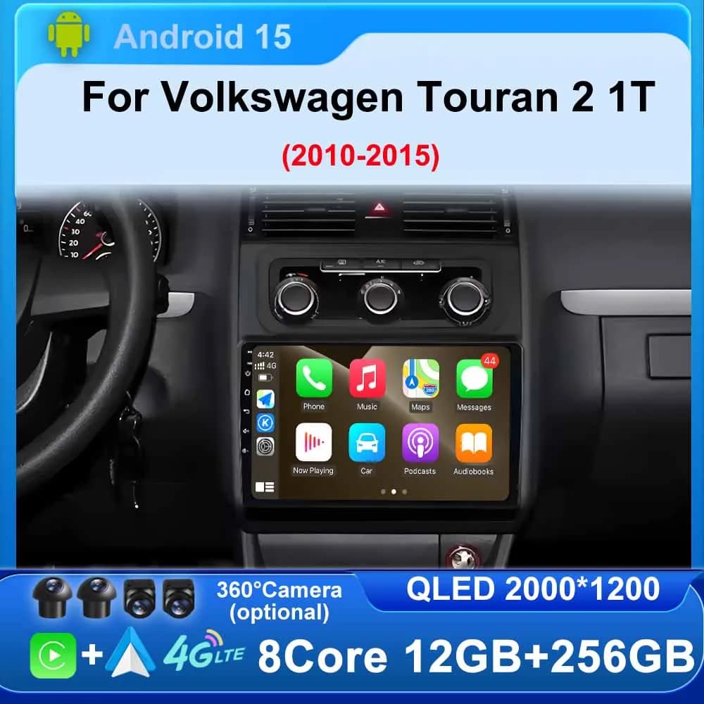 Car Radio Multimedia Player for Volkswagen Touran 2 1T 2010-2015 Android Auto Carplay GPS Navigation Video Stereo IPS DSP Screen