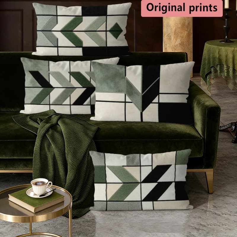 Geometric Modern Farmhouse Pillow Covers Suitable For Sofa Bedroom Car Cushion Rectangular Back Cushion