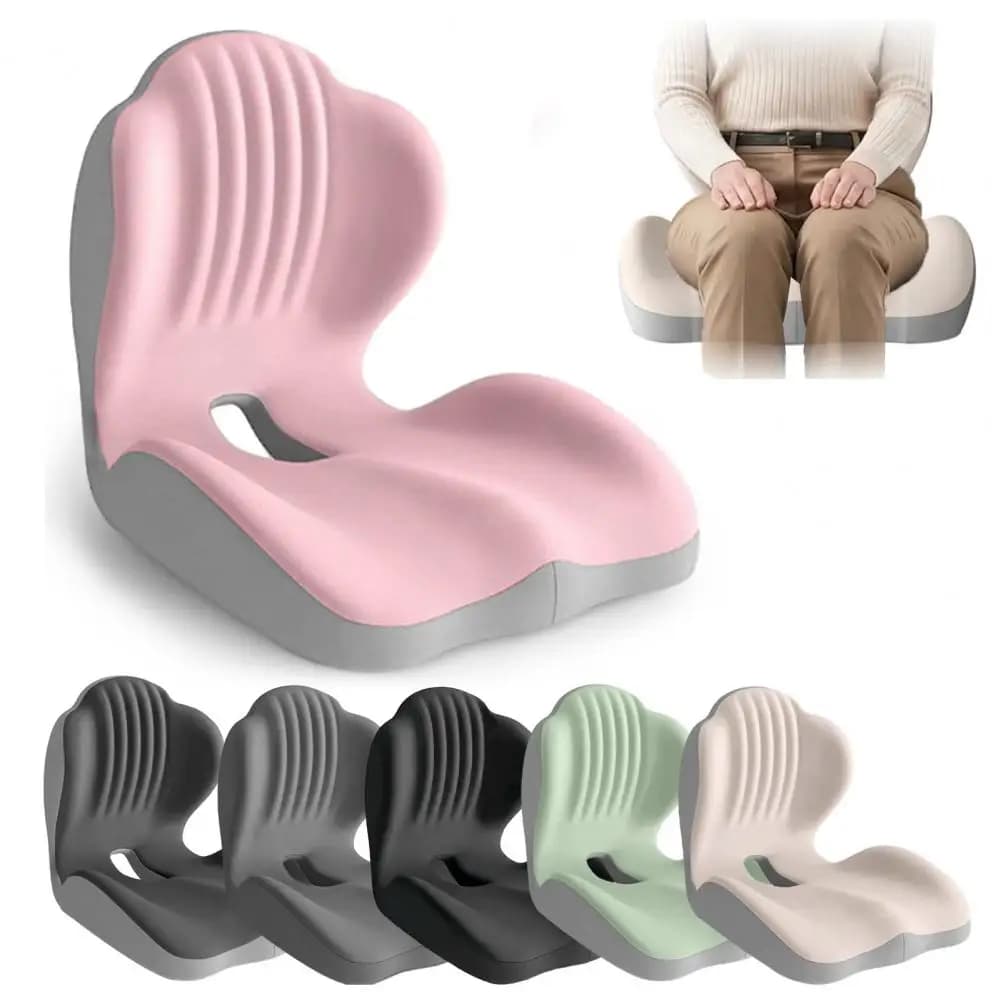 Cuscino Ergonomico per Sedia in Memory Foam con Design a L, Supporto Lombare con Circolazione d'Aria, Antiscivolo, per Sedia da Ufficio, 80%