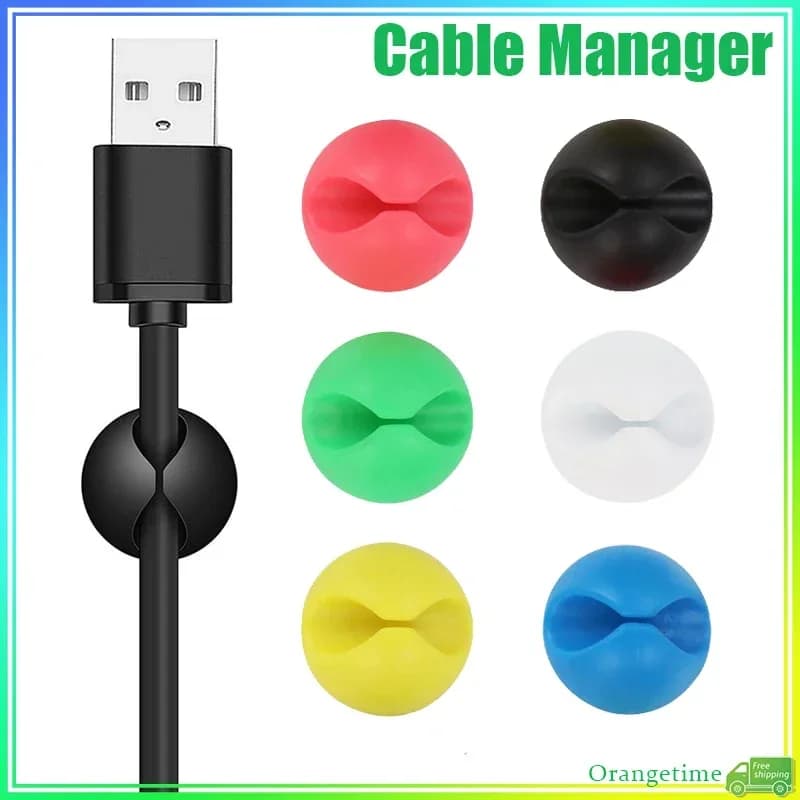 5pcs Cable Management Cable Organizer Silicone Desktop Cable Storage For Charging Cables Earphone Wire Cord