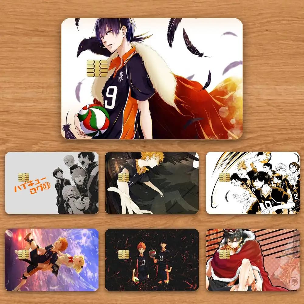 Volleyball Anime Haikyuu!! Adesivi HD per Carte da Gioco, Pellicola Opaca per Carte, Adesivo Impermeabile con Chip Piccolo