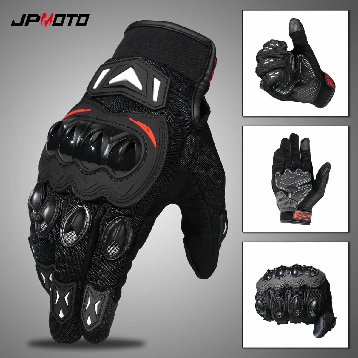 Guanti da moto per l'estate con rete sensibile al tocco, protezione rigida per le nocche, design a copertura totale, adatti per il fuoristrada
