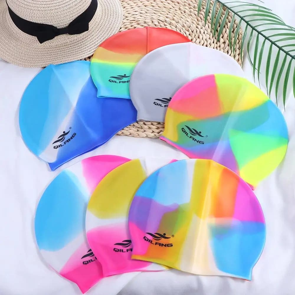 Swim Pool Practical Waterproof Plus Size Flexible Colorful Swim Cap Bathing Cap Swimming Cap Swim Pool Hat Swimming Hat