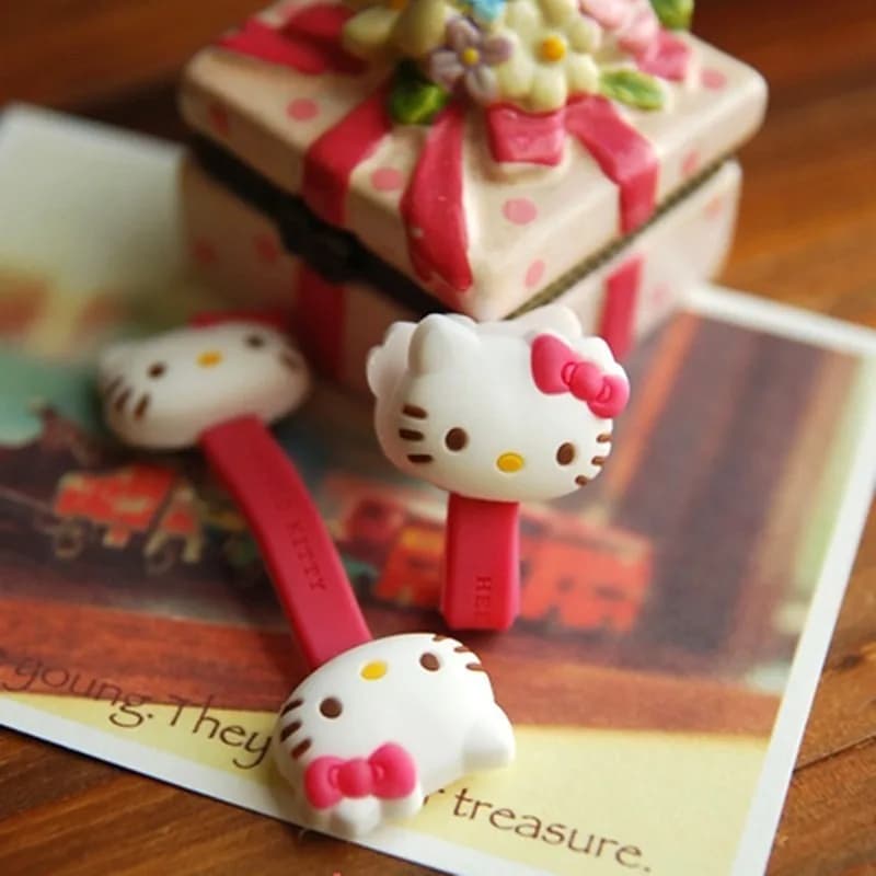 Cartoon Hello Kitty Organizzatore di cavi dati Giapponese Sanrio Silicone Auricolare Avvolgicavo Mini cinturino per cavi per bambini