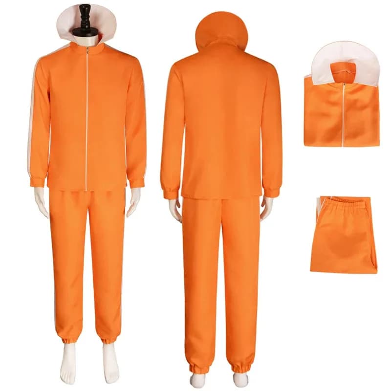 Costume cosplay vettoriale del film Travestimento Set completo per uomo Arancione Jakect Pant Abiti Vestito operato da Halloween Gioco di ruolo per feste di Halloween