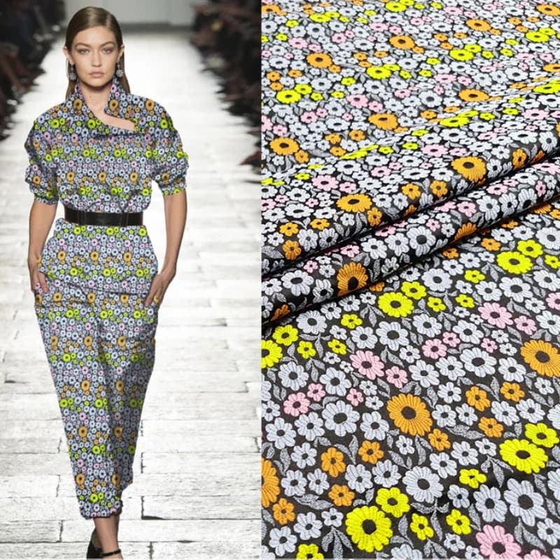 New Floral Jacquard Fabric Fashion Cheongsam Coat Fashion Designer Custom Clothing Cloth for Dress by the Meter