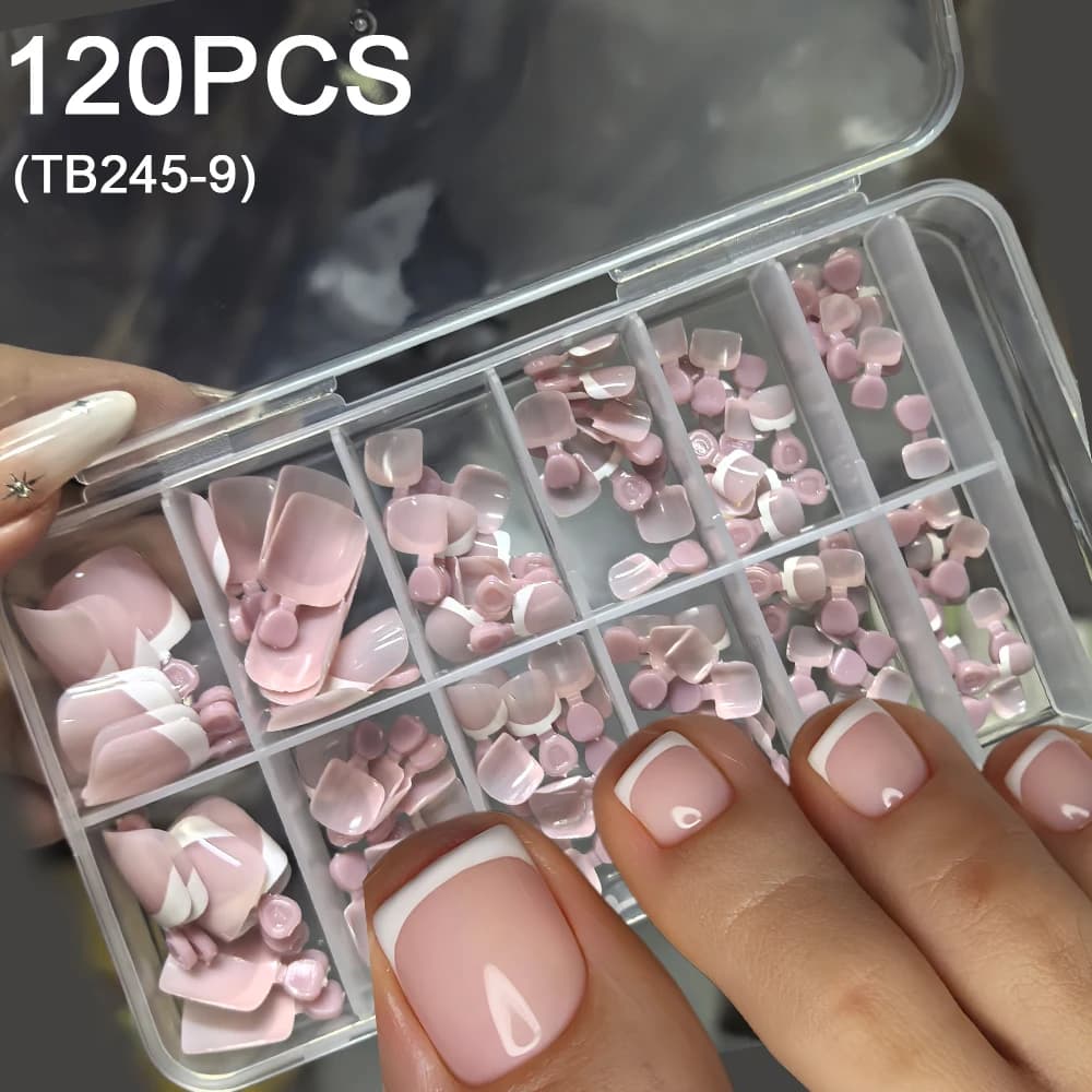 216/120 pezzi unghie finte per unghie francesi rosa nudo, 6 dimensioni colori solidi unghie finte quadrate corte, unghie finte per manicure francese #