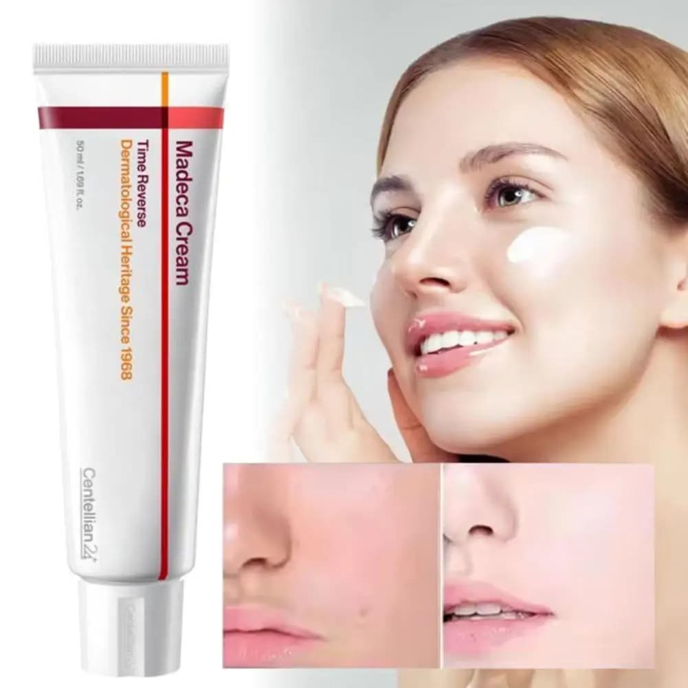 Crema Coreana Madeca con Centella e Collagene, Idratante Viso Antirughe, Rassodante e Riparatore della Barriera Cutanea