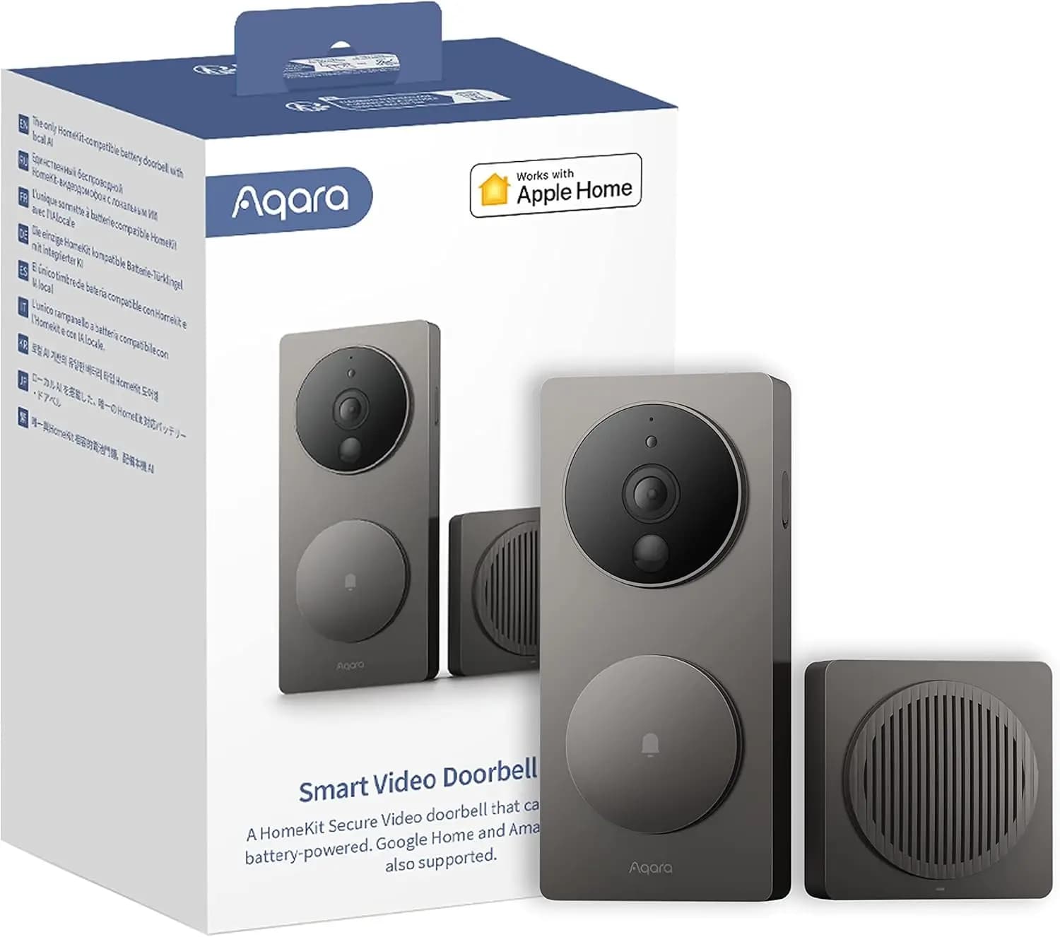 Campanello video intelligente 1080p con campanello, video sicuro HomeKit, riconoscimento facciale, wireless/cablato, funziona con Alexa e Google