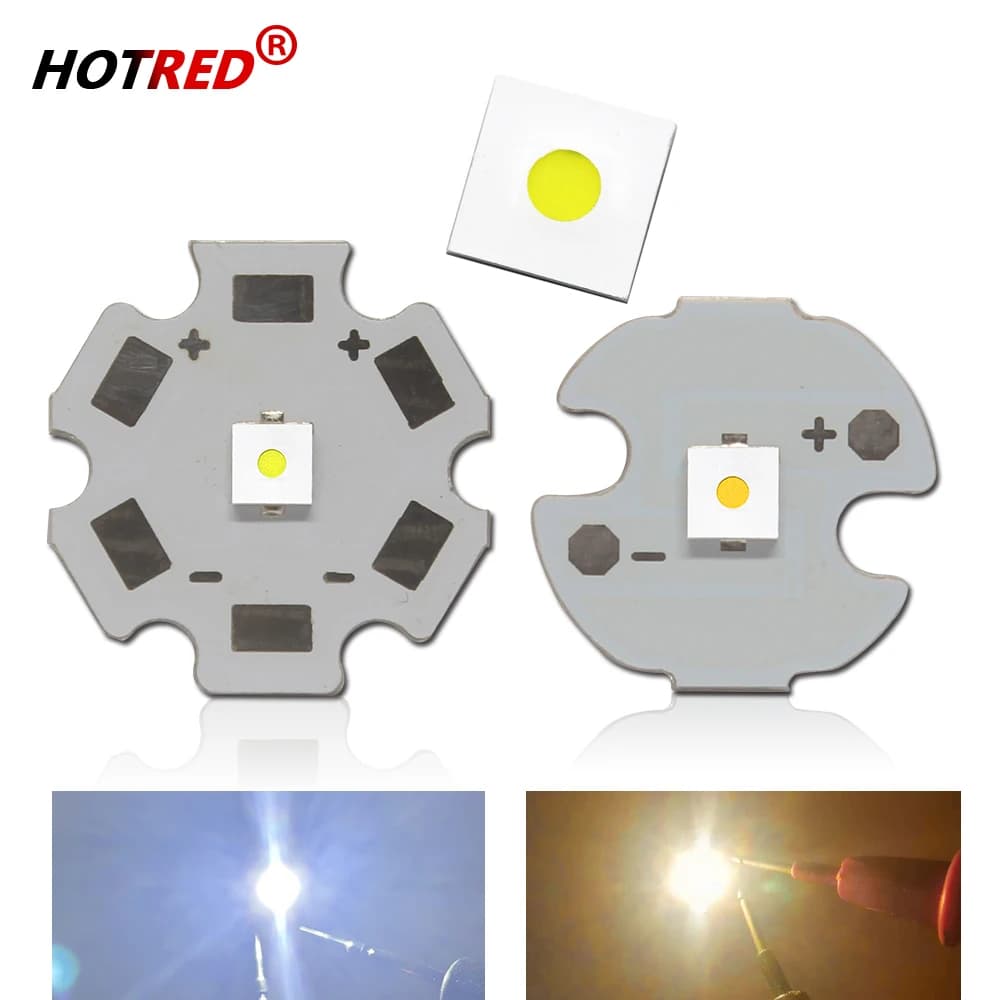 LED 5W 3535 Piatto Bianco Perlina Laser Circolare Ad Alta Potenza 3W Chip Bianco Caldo Freddo 3-3.4V 1.5A 380Im Diodo Torcia Elettrica Sorgente Faro