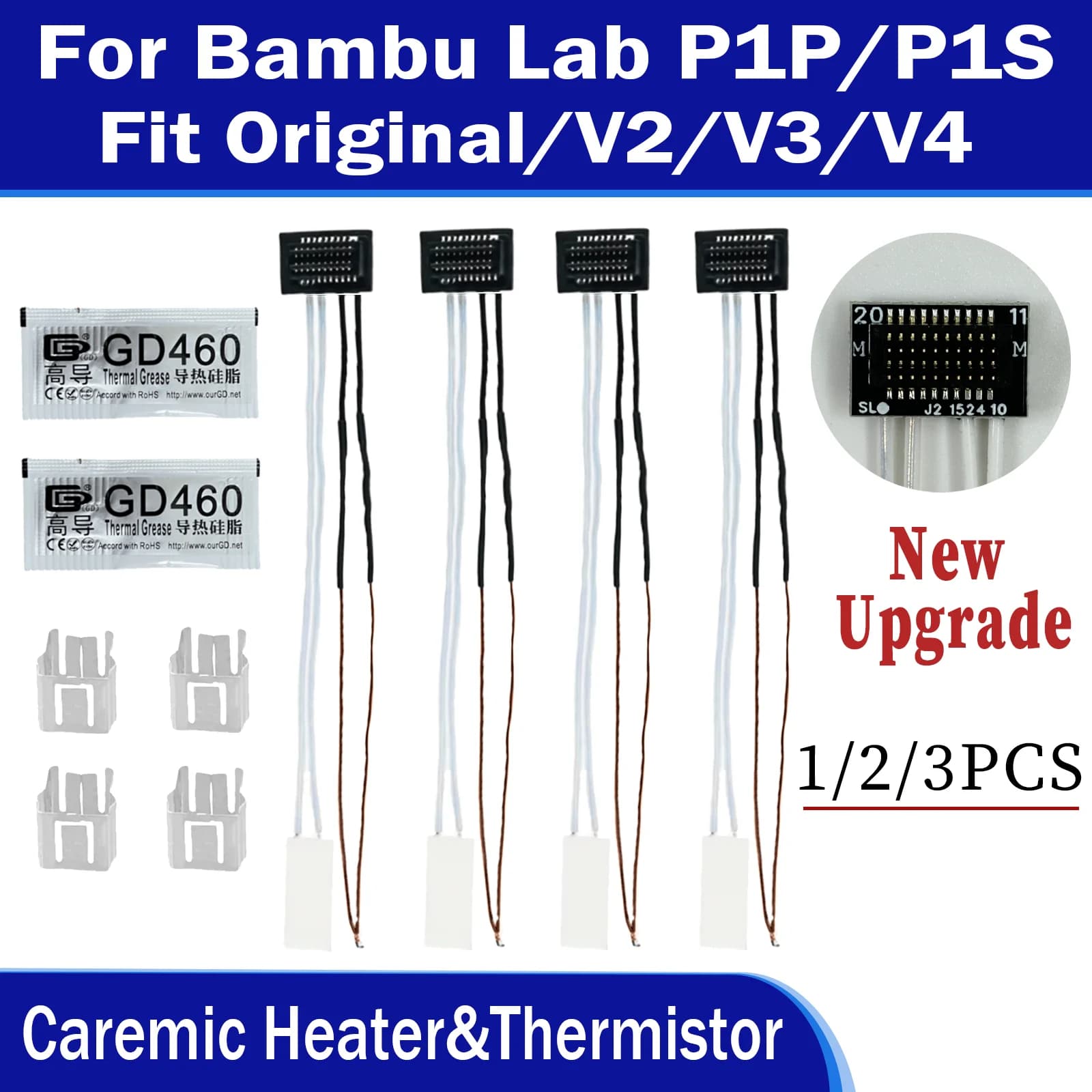 Caremic heater for Bambu lab P1P P1S HotEnd Ceramic cartridge temperature sensor for 3D printer Bambulab P1S P1P