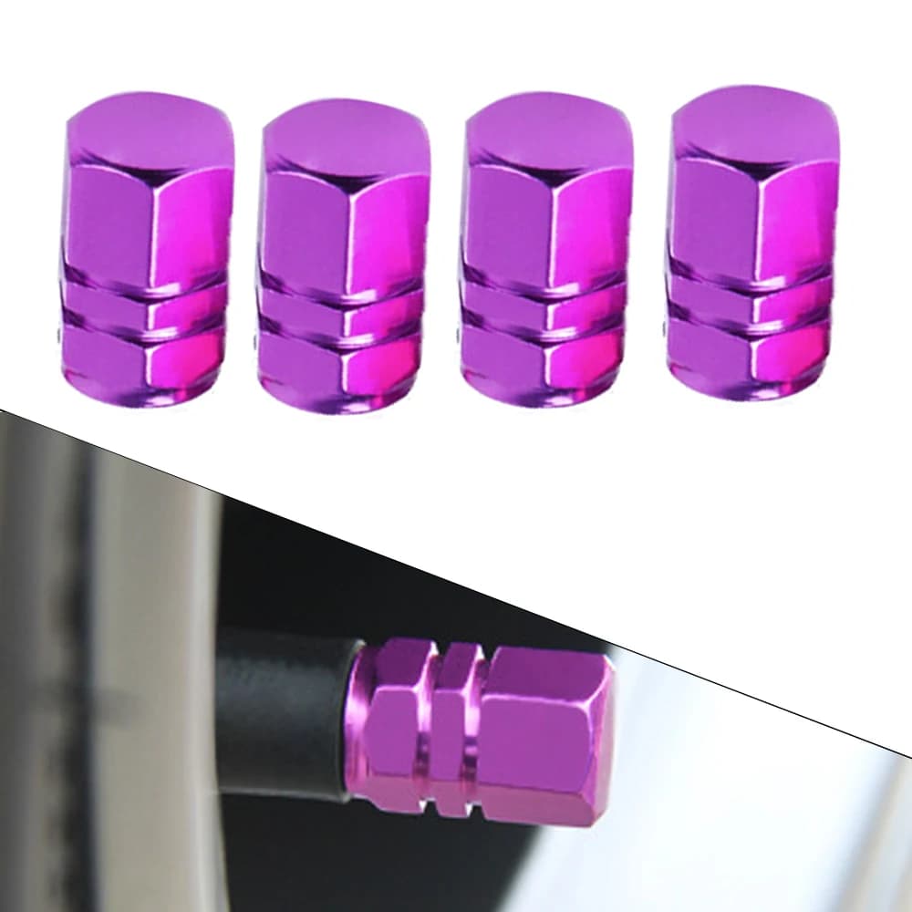 4x Cerchioni per pneumatici per bici Cappucci per valvole dell'aria stelo Cappucci per capezzoli per bici in alluminio cromato viola Copri pneumatici per biciclette per accessori bici Mtb