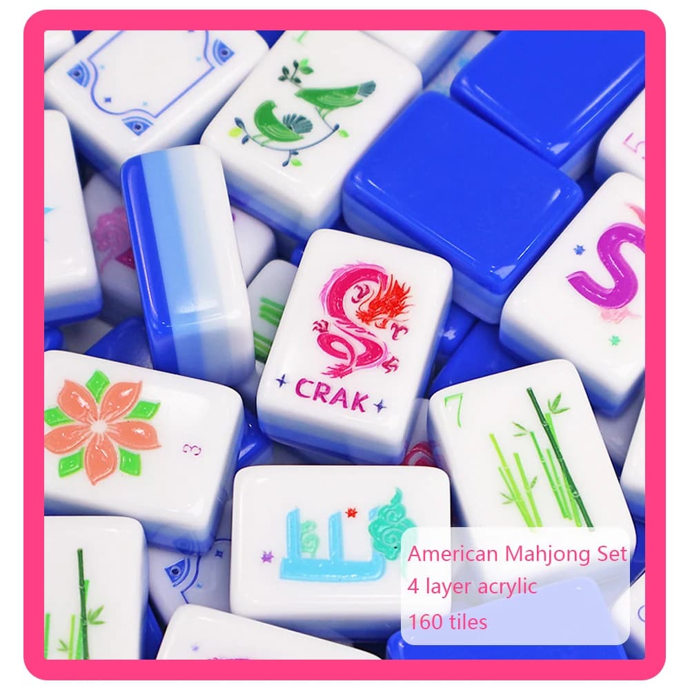 Hot Selling American Mahjong Tile Premium Mahjong Set 4-Layer Acrylic MahJong for Family Entertainment