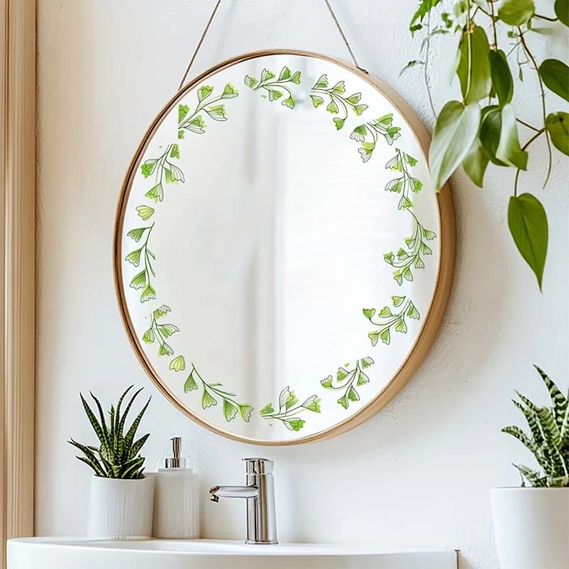 Spring Green Leaf And Floral Wall Stickers Glass Sticker For Shower Doors, Mirrors, Bathroom Glass Self-Adhesive Removable
