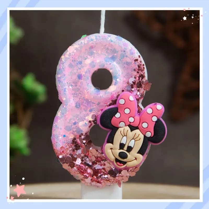 Candela di compleanno con glitter, numero Minnie, decorazione per torta con paillettes, per anniversari, feste e decorazioni per l'atmosfera, vendita all'ingrosso