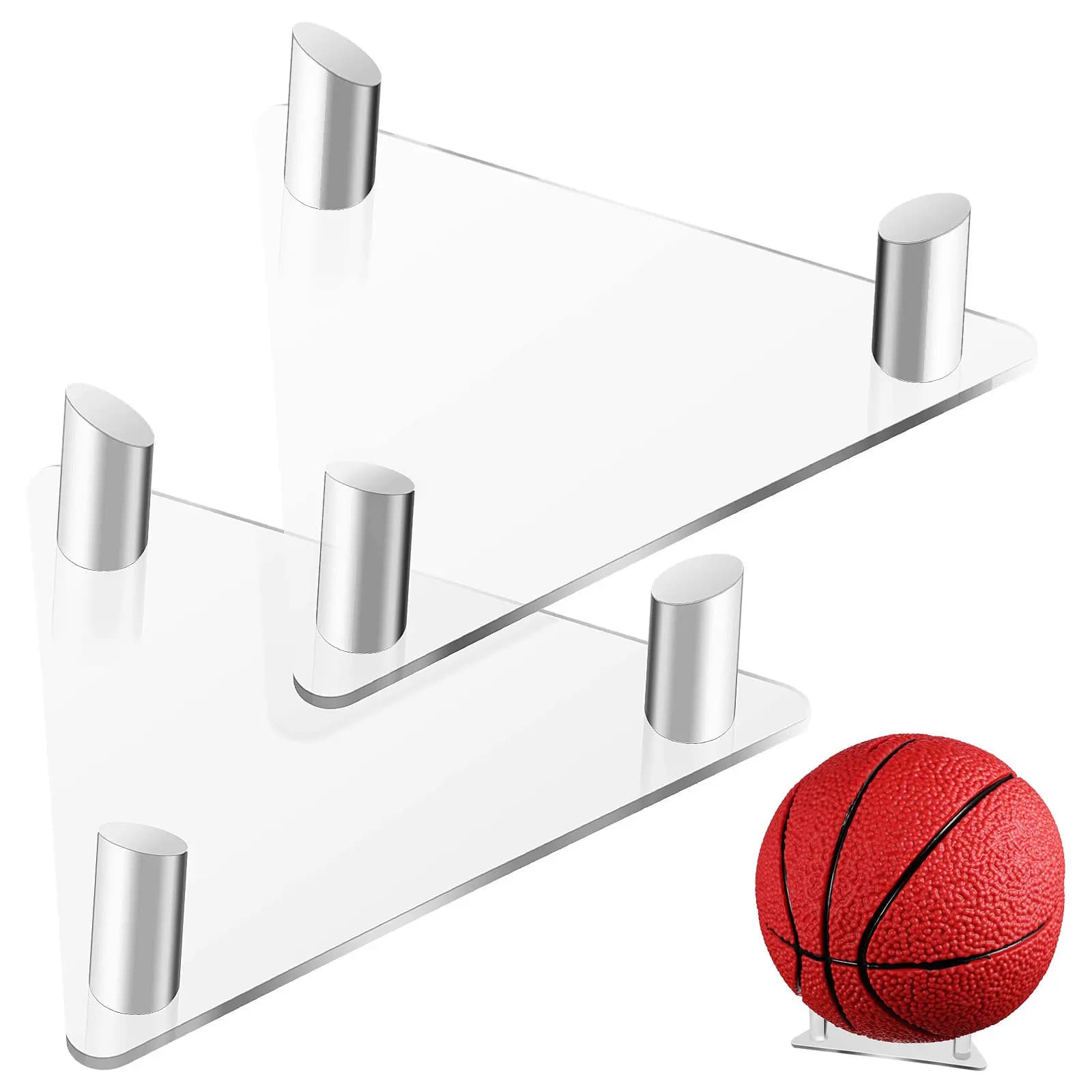 2 Pezzi Supporto Triangolare in Acrilico per Palloni da Calcio, Espositore Trasparente per Pallacanestro, Calcio, Pallavolo, Rugby, per Conservazione e Decorazione da Tavolo