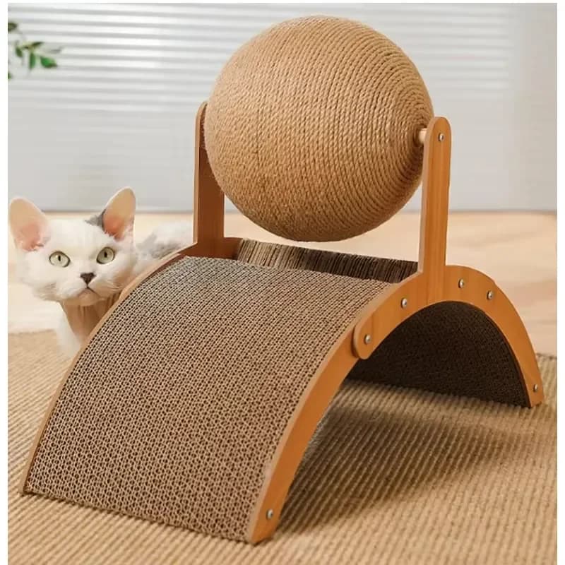 Cat Climbing Frame Scratch Board Natural Sisal Solid Wood Products Supplies Pet Toys