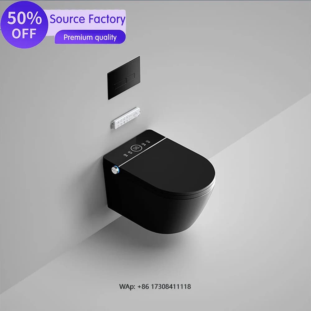 Smart Toilet Single Piece Wall Suspended Voice Control AI Bowl without Remote Ceramic Frame Automatic Deodorization P Trap Washing System