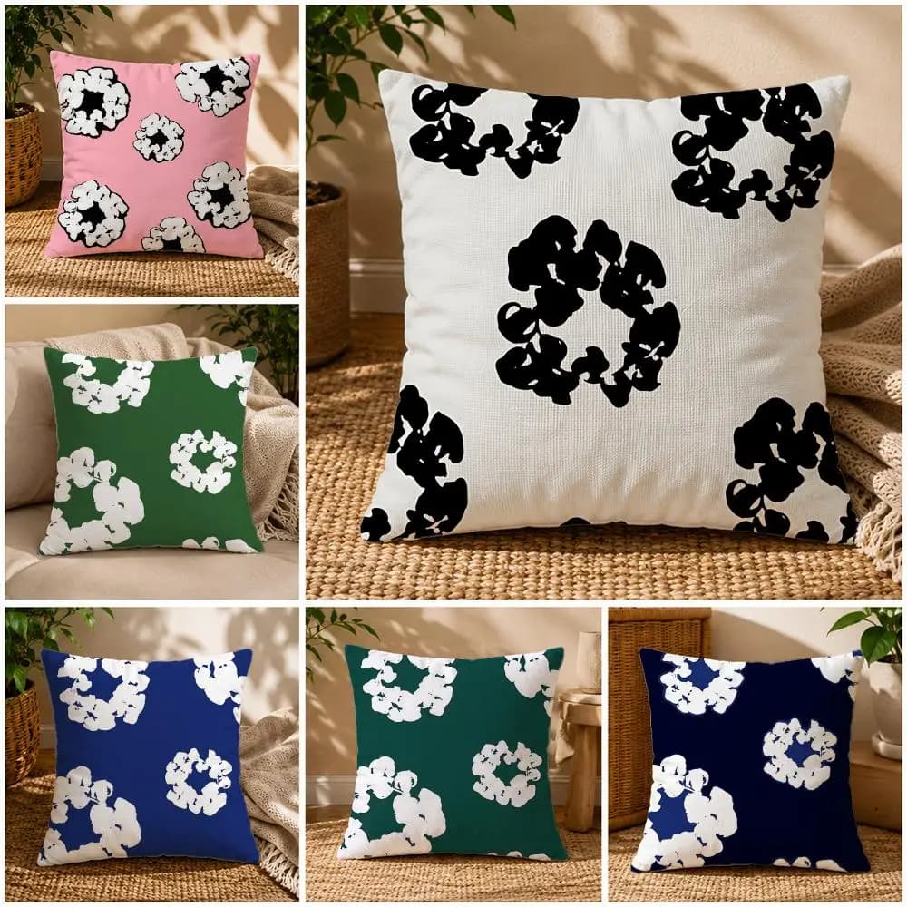 D-Den-im T-Tea-rsS Cushion Cover Soft Short Plush Zippered Cushion Covers 40/45/50cm Square Decor for Sofa Home