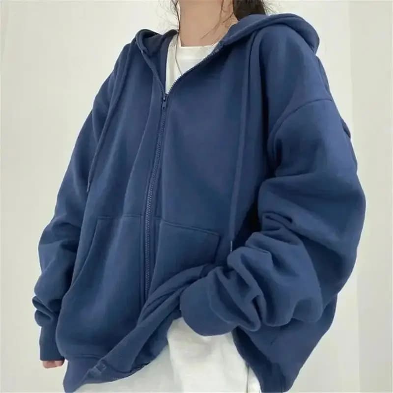 Oversize Women's Casual Zip up Hooded Sweatirt Comfortable Hoodies Streetwear Sle Faionable Ladies' Sweatirt