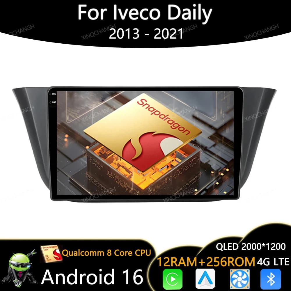 Android 16 Car Radio For Iveco Daily 2013 - 2021 Carplay Auto BT Qualcomm Multimedia Stereo Video Player 2DIN 4G LTE 5G WIFI GPS