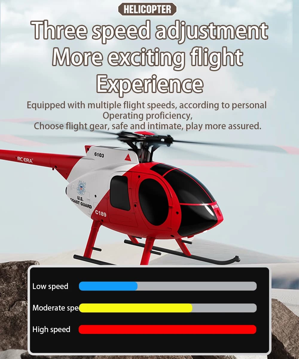 RC ERA C189(MD500) 4CH Elicottero 1/28 15min Volo Giroscopio a 6 assi Doppio flusso ottico senza spazzole Posizionamento Aereo telecomandato