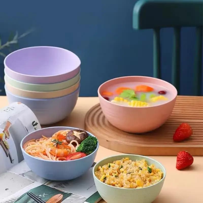 Ciotola per bambini Stoviglie sostenibili in paglia di grano Bambini e famiglia Zuppa di ramen Colazione Insalata di cereali Contenitore per alimenti Set di ciotole