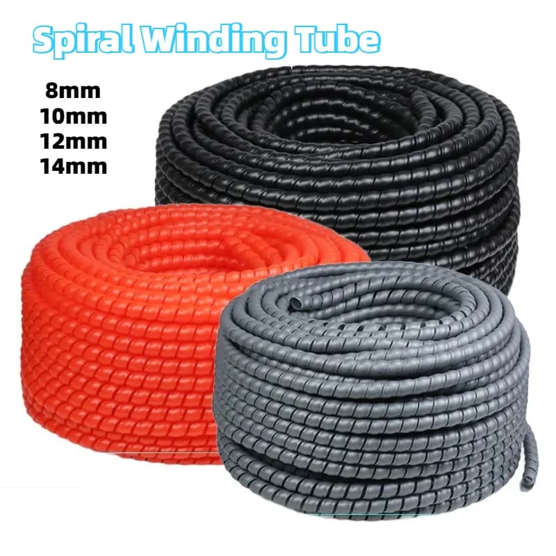 Tubo a Spirale Avvolgibile 1-10m, 8mm 10mm 12mm 14mm, in Plastica PP Flessibile, Guaina Protettiva per Cavi, Organizzatore di Fili