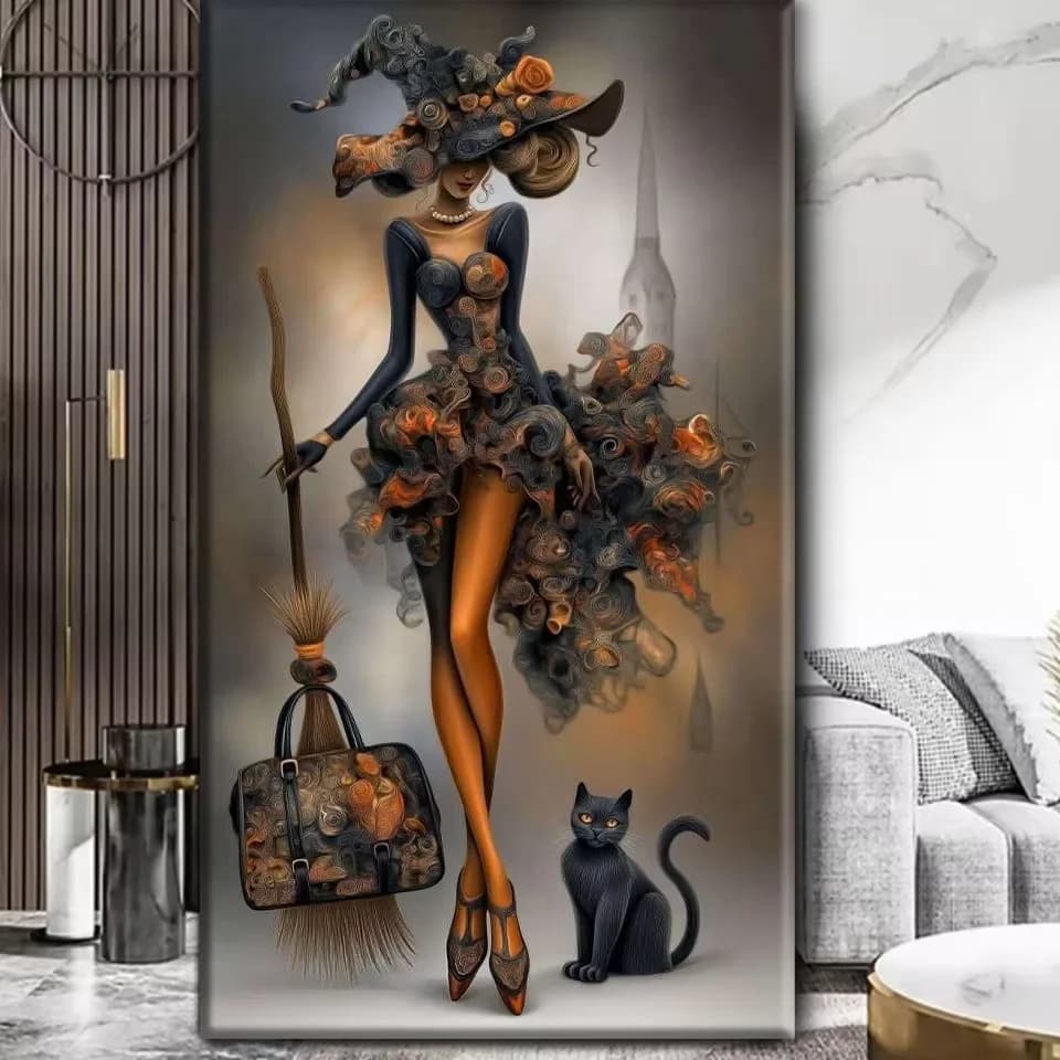 100% 5D DIY Diamond Painting Kit Sexy Woman Cat Full Square Round Diamond Embroidery Full Drill Diamond Mosaic Art Home Decorati