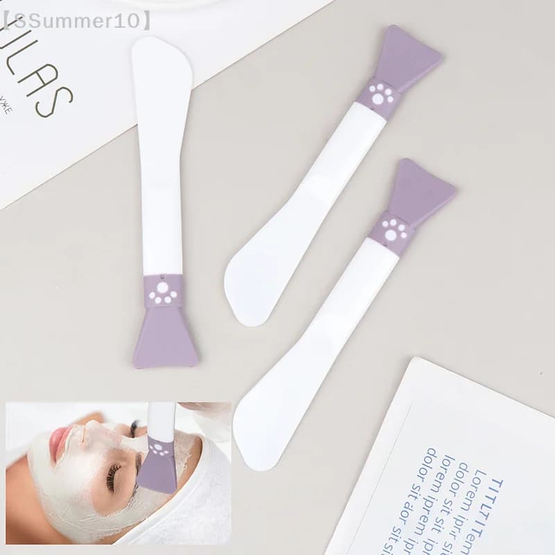 【SSummer10】Pennello per maschera a doppia testa in silicone a forma di zampa di gatto - Strumento di bellezza per la cura del viso con bastoncino regolabile【SS】