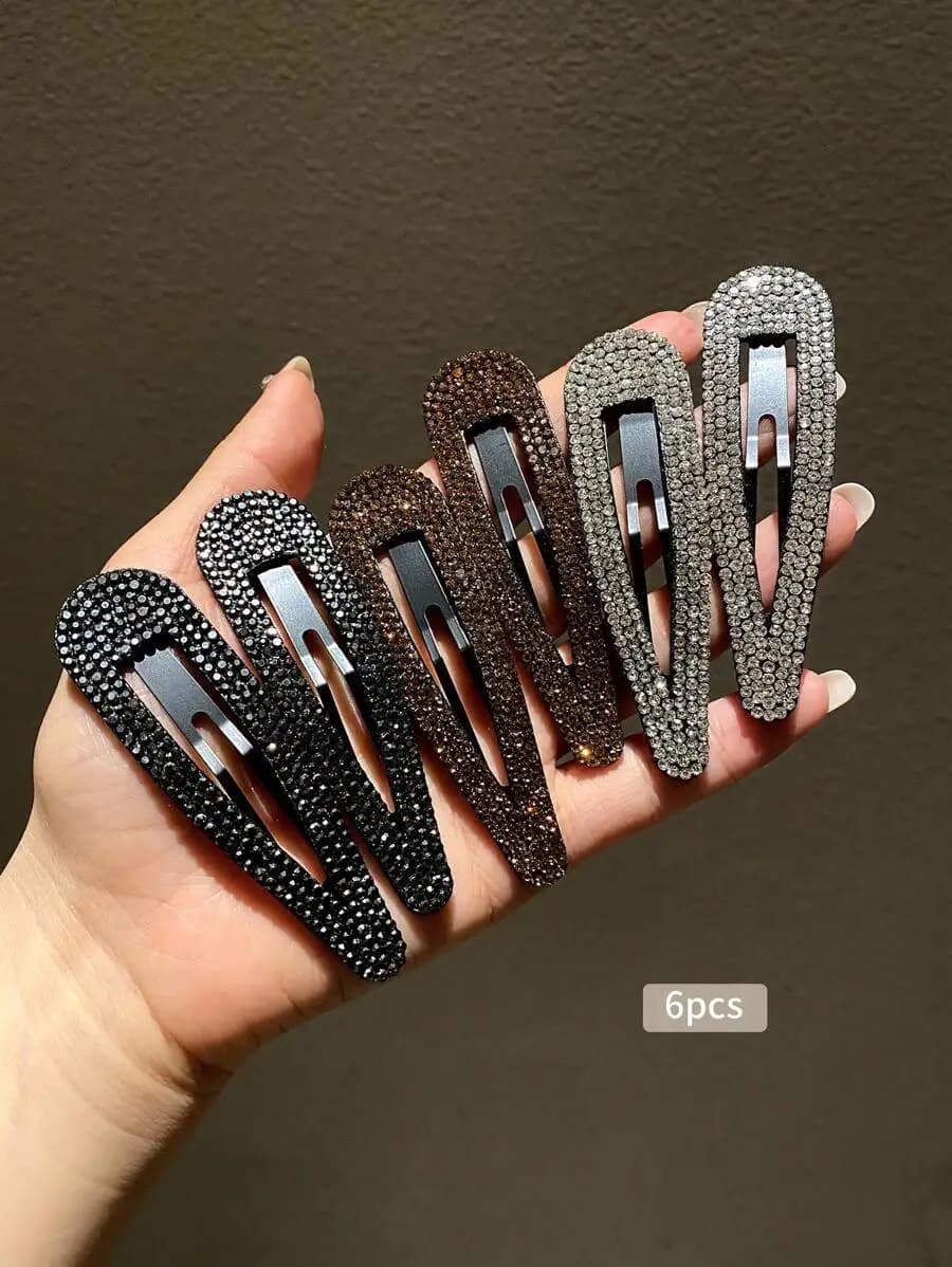 6pcs Womens Rhinestone Hair Clips Barrettes Claw Clips For Party Festival Gift
