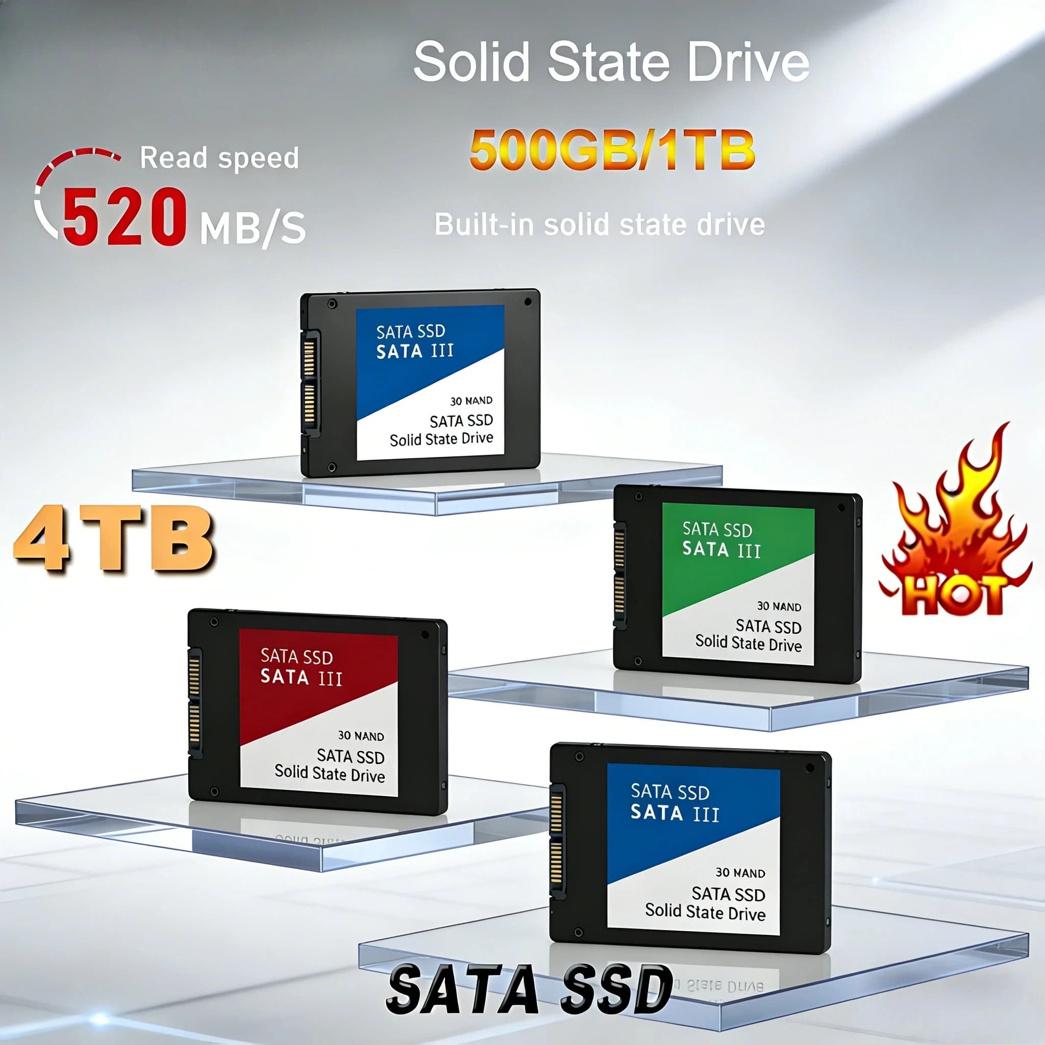 Original SATA Portable External SSD Hard Drive 3 Interface High Speed Large Capacity Storage for Laptops Desktops Phones