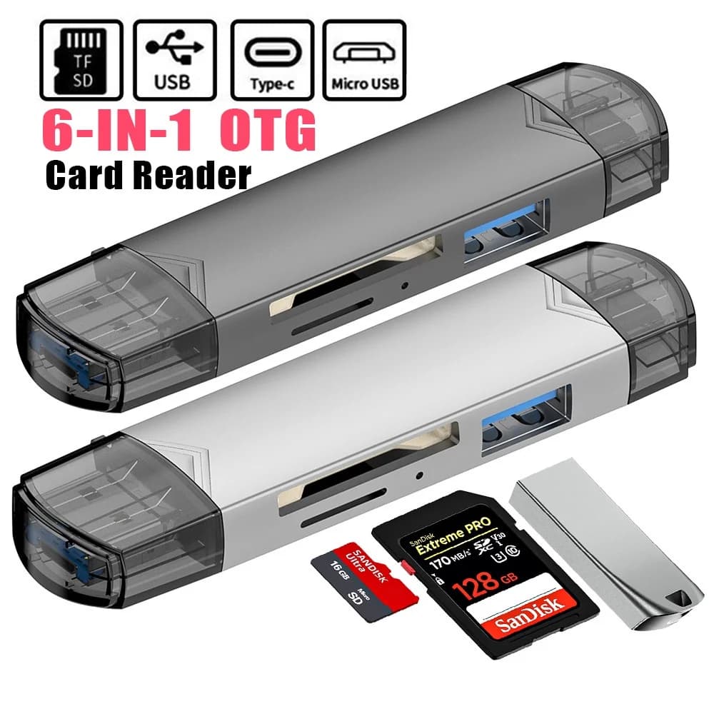 Lettore di schede OTG tipo C SD TF 6 in 1 adattatore per unità Flash Micro USB USB 3.0 5Gbps lettore di schede multifunzione ad alta velocità