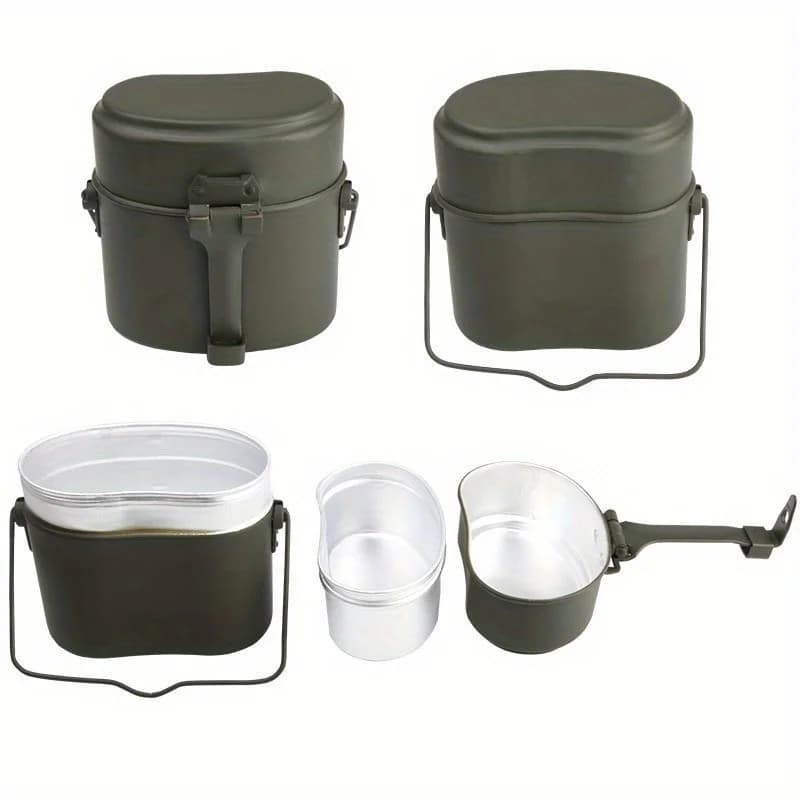 Scatola da pranzo da viaggio pieghevole portatile da 3 pezzi Set di scatole da pranzo multifunzionali per esterni nostalgici vintage Contenitore per acqua e cibo