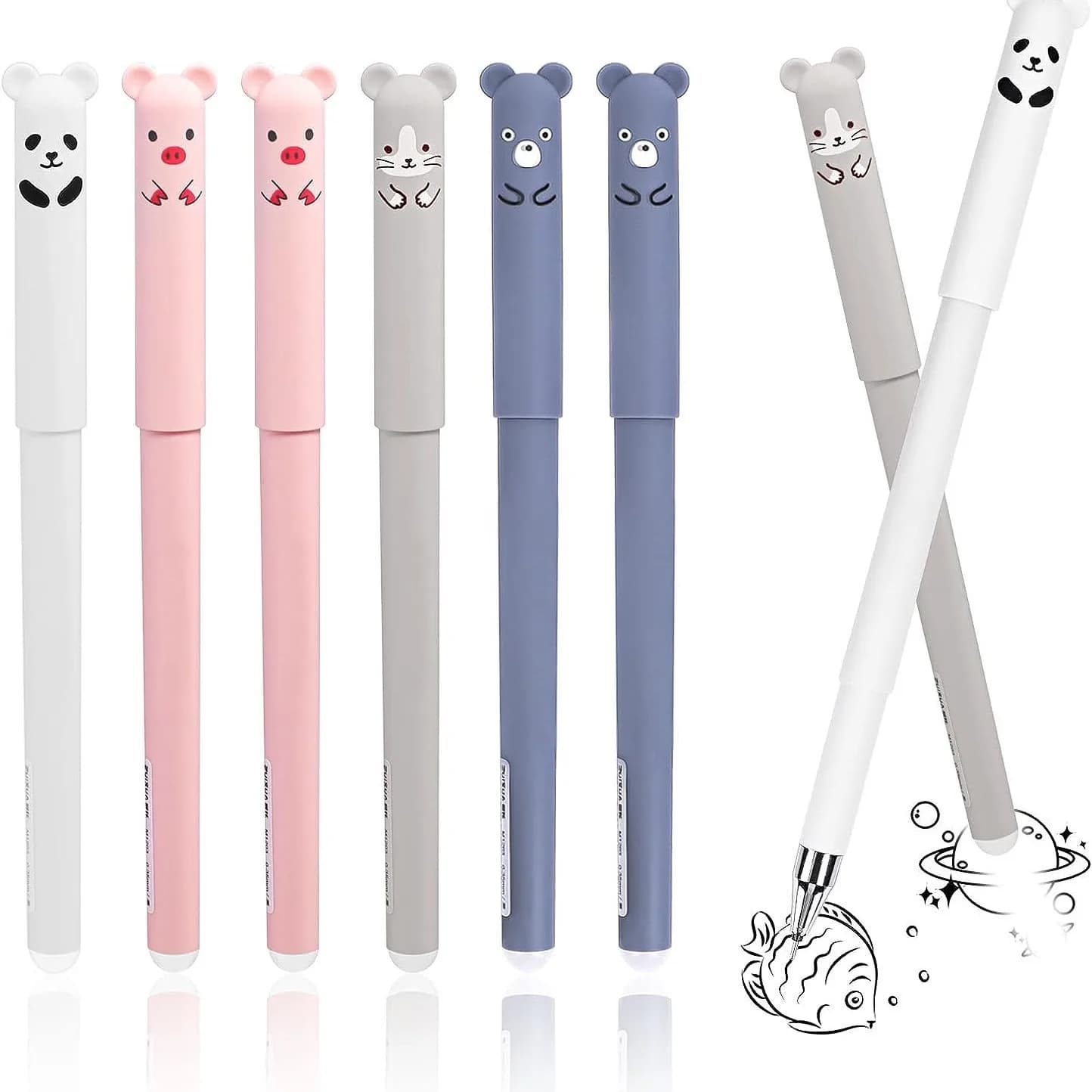 4 pz/set Kawaii Maiale Orso Gatto Penna Gel Cancellabile Ricariche Aste 0.35mm Inchiostro Blu Maniglia Lavabile Forniture Per Ufficio Scolastico carrello regalo
