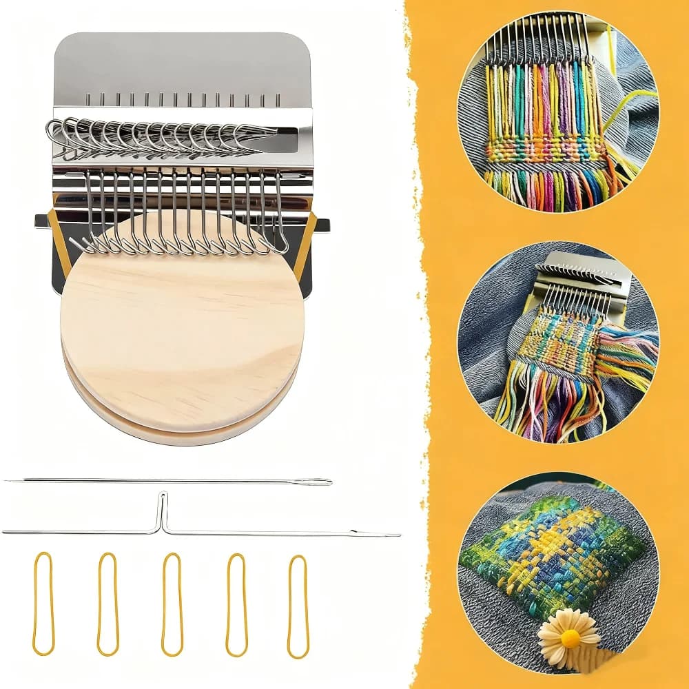 New Small Wooden Loom Mini Weaving Darning Machine Textile Tools DIY Fun Stitching Weave Tool Mending Repair Jeans Clothes