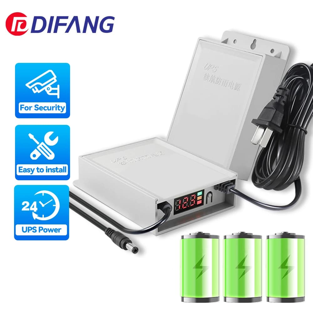 Adattatore Powe UPS DIFANG 5400mAH con display LCD DC12V Gruppo di continuità per resistenza per adattatore di alimentazione per telecamera di sicurezza