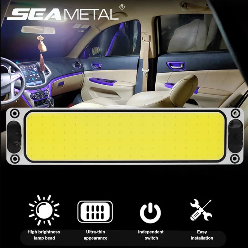 SEAMETAL 54/108LED 12-24V Car Reading LED Night Strip Indoor Light Ceiling Lamp with On Off Switch for Van Truck