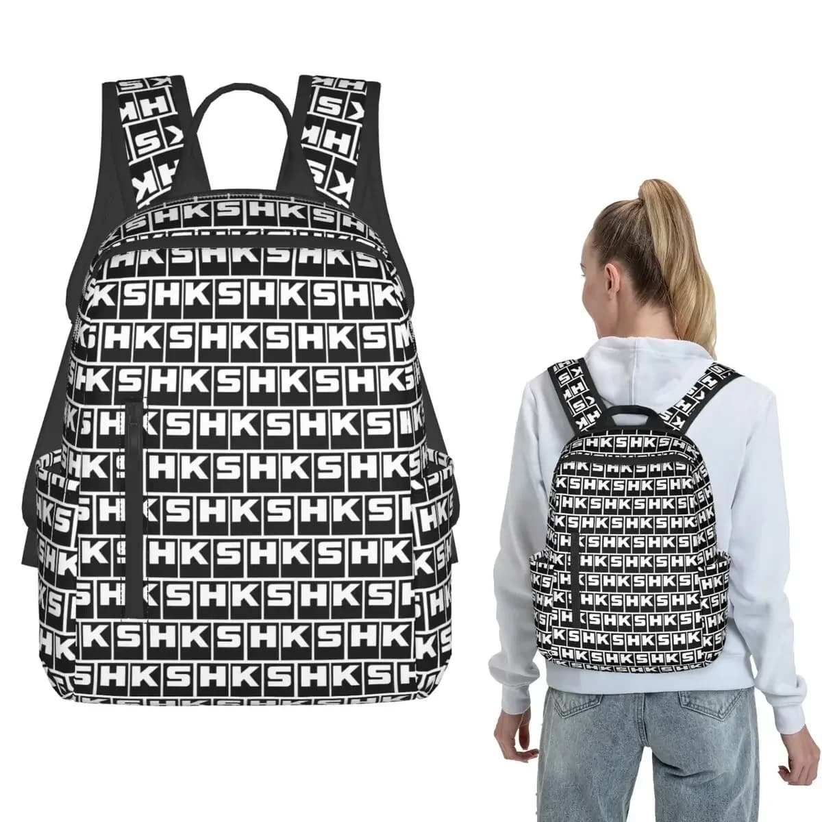 HKS Logo Backpack Large Capacity Boys Girls BookBag School Bag Shoulder Bags for Men Women