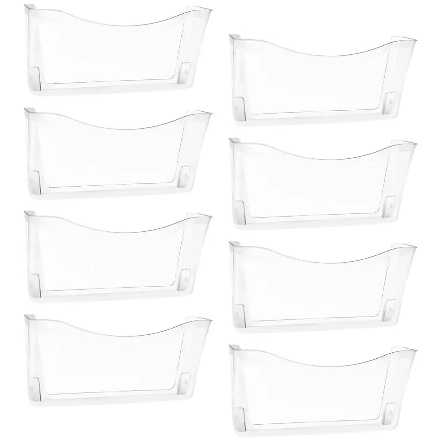 Set di 8 Organizzatori Appendibili Trasparenti a Tasca Singola, Porta Documenti, Posta e Riviste da Parete in Plastica, Contenitori Porta Cartelle per Ufficio