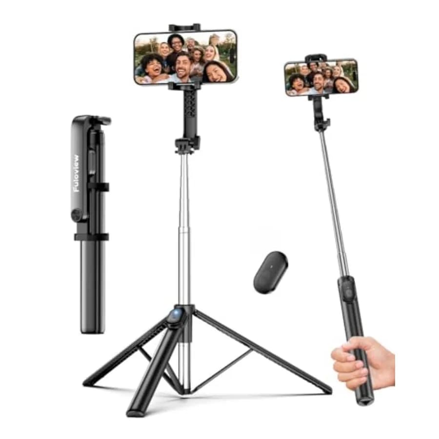 67" Selfie Stick Tripod for iPhone, Lightweight Travel Phone Tripod with Wireless Remote, Extendable Cell Phone Stand for Photo
