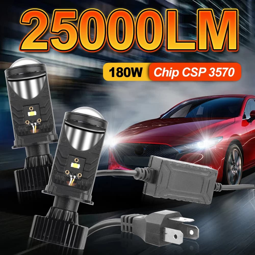 Lampadine per fari a LED antiriflesso 9003/H4 con Mini obiettivo per proiettore Canbus 25000LM guida a sinistra H4 fari a LED lampada automatica da 180W
